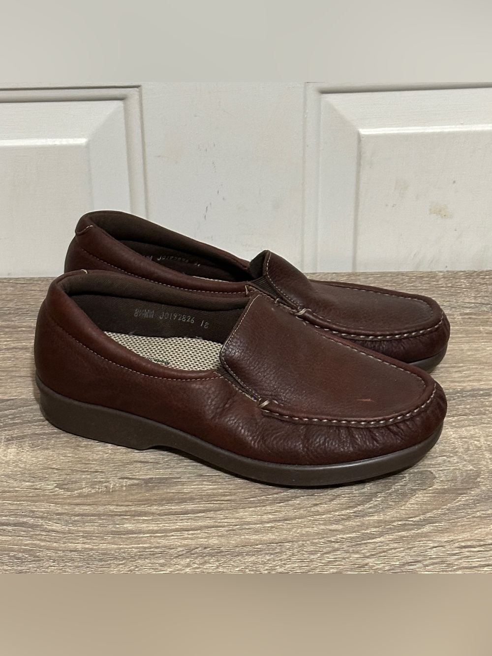 SAS Twin Mulch Loafers Size 8.5 Wide Brown Slip On Leather Walking Shoes EUC